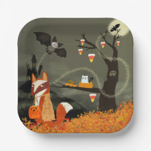 Spooky Bats und Fox Halloween Papierplatte Pappteller