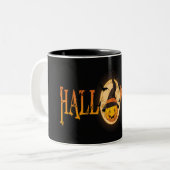 Spooky Bats und Pumpkin Halloween-Tasse Zweifarbige Tasse (Vorderseite Links)