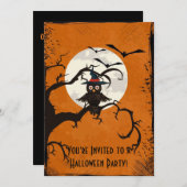 Spooky Bäume Owl Full Moon Halloween Einladung (Vorne/Hinten)