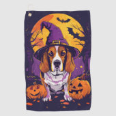 Spooky Beagle Halloween Hexe und Kürbis Golfhandtuch (Vorderseite)