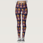 Spooky Beagle Halloween Hexe und Kürbis Leggings (Vorderseite)