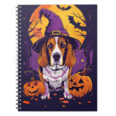 Spooky Beagle Halloween Hexe und Kürbis Notizblock (Vorderseite)