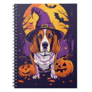 Spooky Beagle Halloween Hexe und Kürbis Notizblock