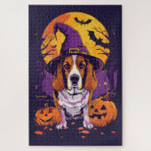Spooky Beagle Halloween Hexe und Kürbis Puzzle (Vertikal)