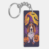 Spooky Beagle Halloween Hexe und Kürbis Schlüsselanhänger (Vorderseite links)