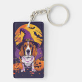 Spooky Beagle Halloween Hexe und Kürbis Schlüsselanhänger (Rückseite)