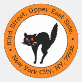 Spooky Beängstigend Black Cat Halloween Rücksendea Runder Aufkleber (Vorderseite)