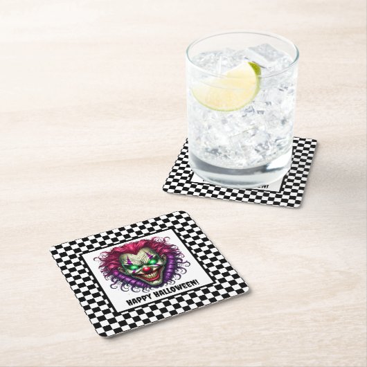 Spooky Beängstigend Clown Halloween Paper Unterset Rechteckiger Pappuntersetzer (Vor Ort)
