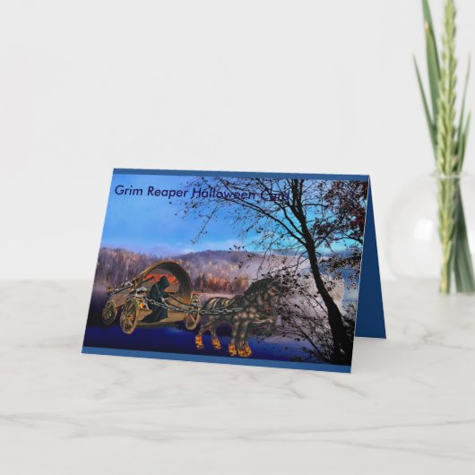Spooky Beängstigend Grim Sensenmann Totenpferd Karte (Vorderseite)