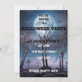 Spooky Beängstigend Skeleton Untot Halloween-Party Einladung (Rückseite)