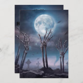 Spooky Beängstigend Skeleton Untot Halloween-Party Einladung (Vorne/Hinten)