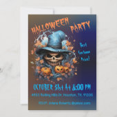 Spooky Beängstigend Skull Halloween-Party Einladung (Vorderseite)