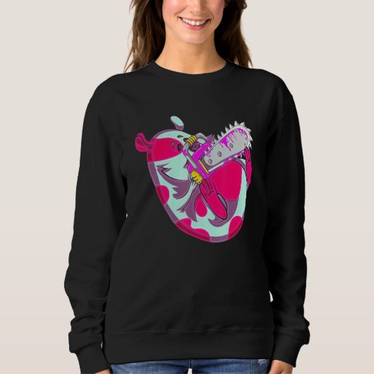 Spooky Beängstigend Vaporwave Art Chainsaw Sweatshirt (Vorderseite)