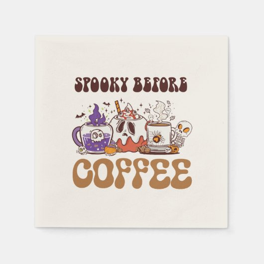 Spooky Before Coffee - Funny Ghost Kaffee Brew Serviette (Vorderseite)
