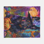 Spooky Belgischer Schäferhund Halloween Hexenkürbi Fleecedecke (Vorderseite (Horizontal))