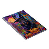 Spooky Belgischer Schäferhund Halloween Hexenkürbi Notizblock (Rechte Seite)