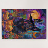 Spooky Belgischer Schäferhund Halloween Hexenkürbi Puzzle (Horizontal)