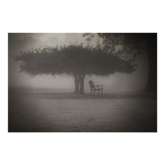 Spooky Bench mit Baum Poster (Vorderseite)