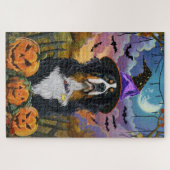 Spooky Bernese Mountain Halloween Hexenkürbis Puzzle (Horizontal)