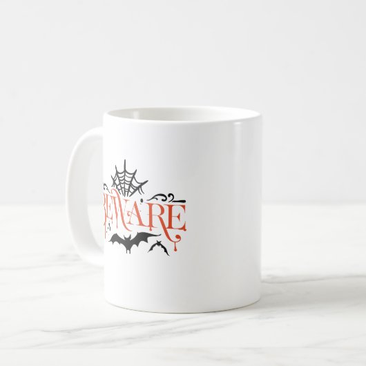 Spooky Beware Halloween Kaffeetasse (Vorderseite Links)