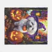 Spooky Bichon Frise Halloween Hexe und Pumpkin Fleecedecke (Vorderseite (Horizontal))