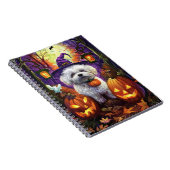 Spooky Bichon Frise Halloween Hexe und Pumpkin Notizblock (Rechte Seite)