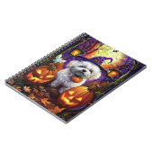 Spooky Bichon Frise Halloween Hexe und Pumpkin Notizblock (Linke Seite)