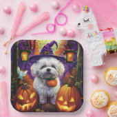 Spooky Bichon Frise Halloween Hexe und Pumpkin Pappteller (Party)