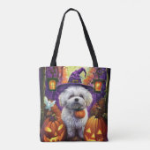 Spooky Bichon Frise Halloween Hexe und Pumpkin Tasche (Rückseite)