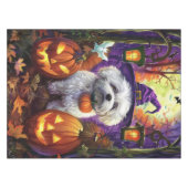 Spooky Bichon Frise Halloween Hexe und Pumpkin Tischdecke (Vorderseite (Horizontal))