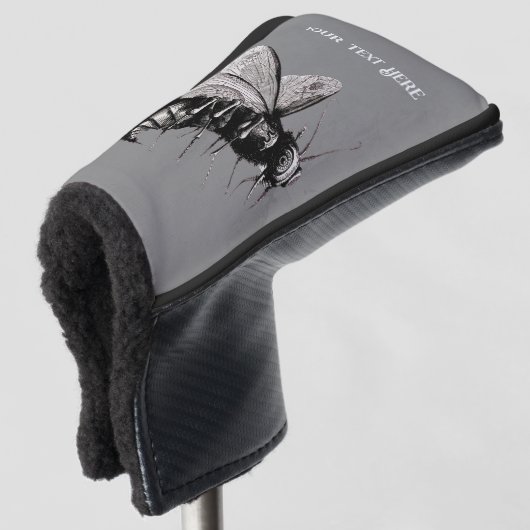 Spooky Biene Zeichne im Schwarzen Schädel auf Flüg Golf Headcover (3/4 Vorderseite)