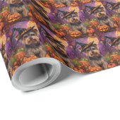 Spooky Biewer Terrier Halloween Hexe und Pumpkin Geschenkpapier (Rolleneckpunkt)