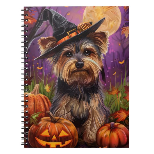 Spooky Biewer Terrier Halloween Hexe und Pumpkin Notizblock (Vorderseite)