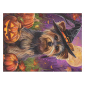Spooky Biewer Terrier Halloween Hexe und Pumpkin Tischdecke (Vorderseite (Horizontal))