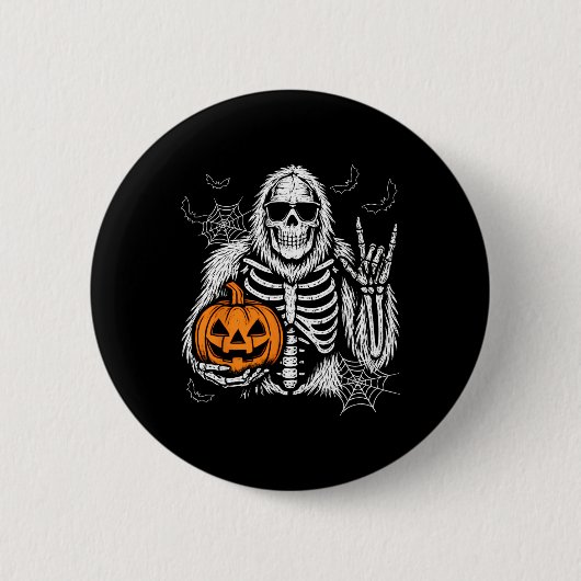 Spooky Bigfoot Kürbislaterne Skeleton Halloween B Button (Vorderseite)