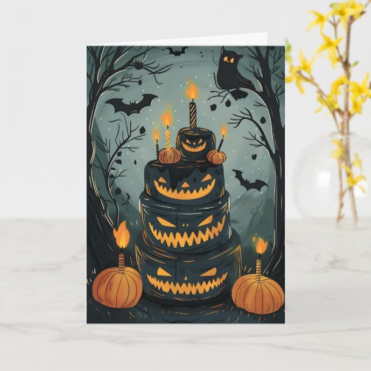 Spooky Birthday Cake Karte (Gelbe Blume)