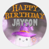 Spooky Birthday Party Classic Round Sticker (Vorderseite)