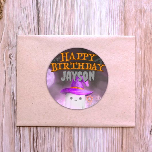 Spooky Birthday Party Classic Round Sticker