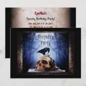Spooky Birthday Party Einladung - Der Raven (Vorne/Hinten)