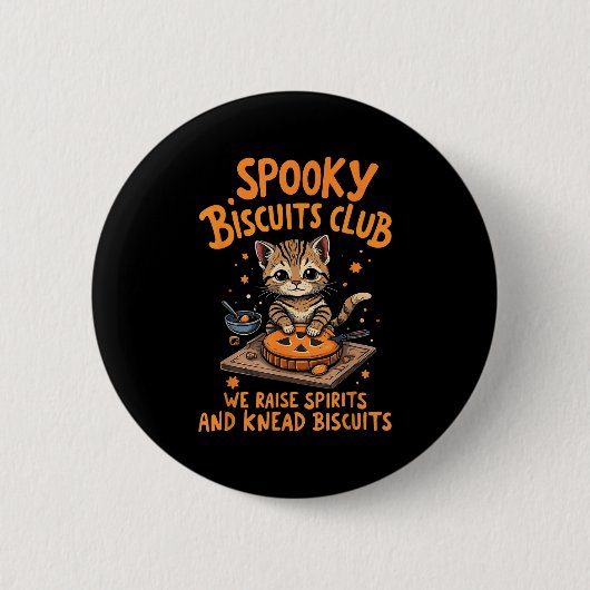 Spooky Biscuits Club Cat Funny Halloween Backen Button (Vorderseite)