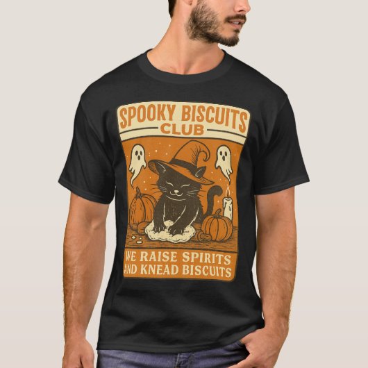 Spooky Biscuits Club Cat Halloween Funny Baking  T-Shirt (Vorderseite)