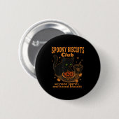 Spooky Biscuits Club Cat, lustiges Halloween Baker Button (Vorne & Hinten)