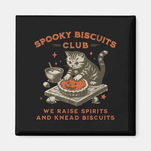 Spooky Biscuits Club Cat, lustiges Halloween Baker Magnet (Vorne)