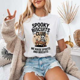 Spooky Biscuits Club Cat Skeleton Halloween T-Shirt