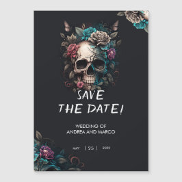 Spooky Black and Lila Skull Gothic Save the Date Magneteinladung