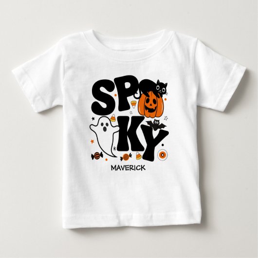 Spooky Black and Orange Halloween Baby T-shirt (Vorderseite)