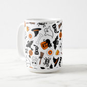 Spooky Black and Orange Halloween Kaffeetasse (Vorderseite Links)