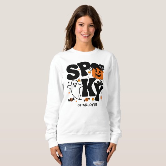 Spooky Black And Orange Halloween Sweatshirt (Vorne ganz)