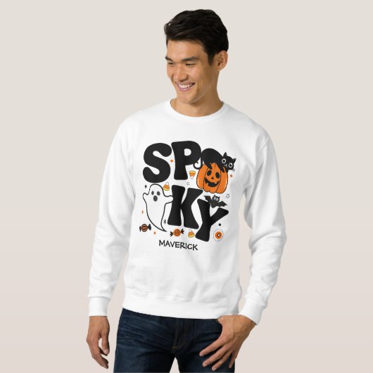 Spooky Black and Orange Halloween Sweatshirt (Vorne ganz)