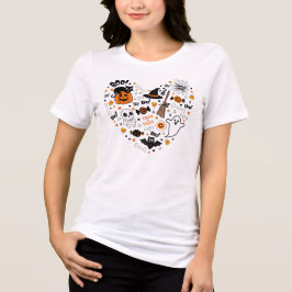 Spooky Black and Orange Halloween Tri-Blend Shirt